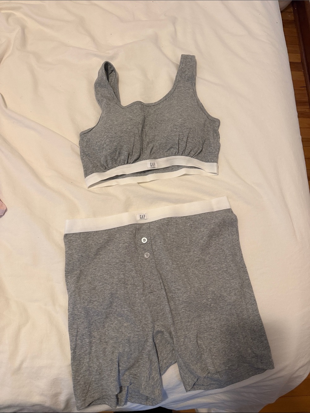 GAP Gray Cotton Lounge Bralette & Boxer Set
